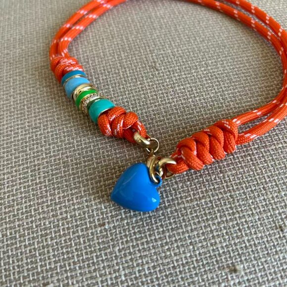 Roxanne Assoulin The Super Size Happy Cord Necklace Orange Necklace/Blue Heart - Picture 5 of 5